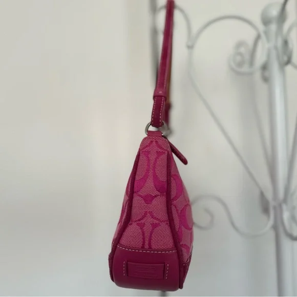 Coach HOT PINK Signature Logo Demi Mini Canvas bag - Picture 6 of 15